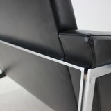 1960s Pair of Steel and Leather Armchairs by Lübke, Germany