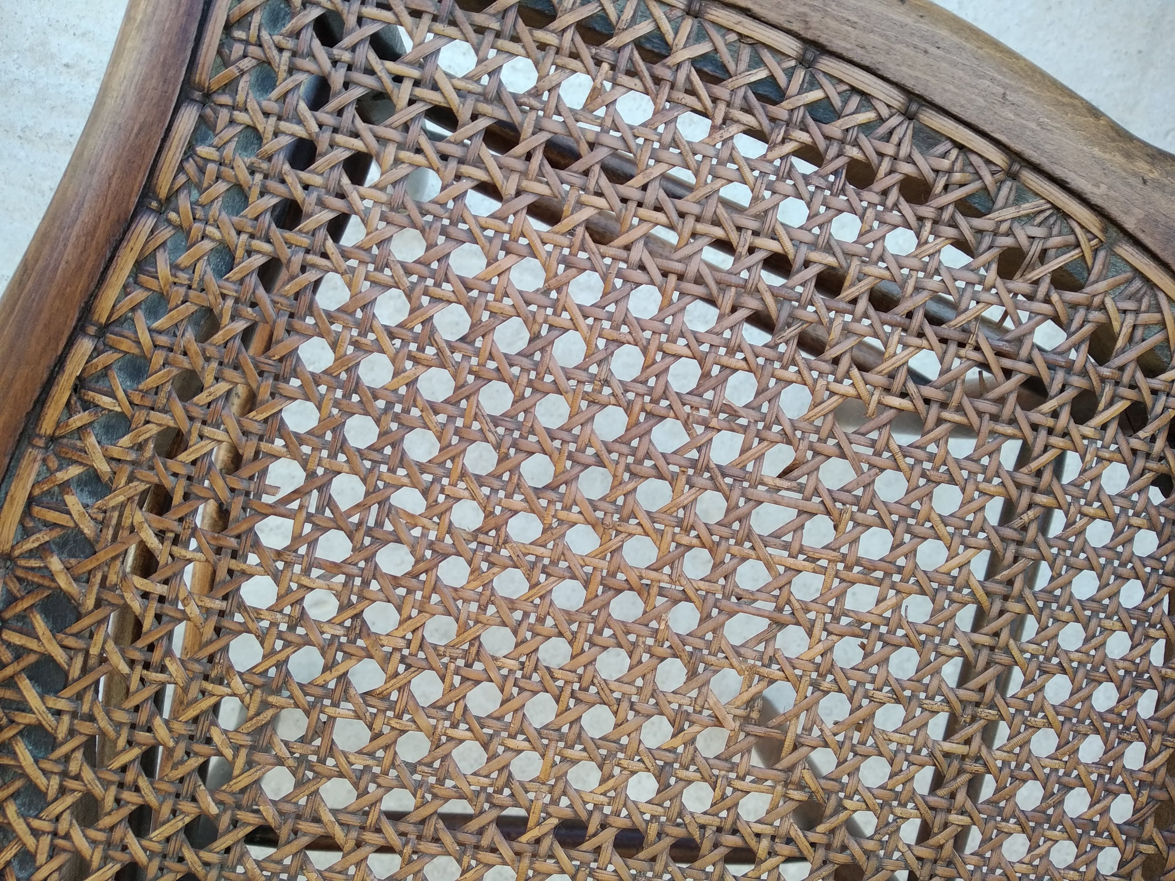 Set of 4 antique bistro chairs canned seats
