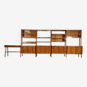 Vintage Modular Wall Unit by František Jirák, 1960s set of 5 made in the former Czechoslovakia. Stat