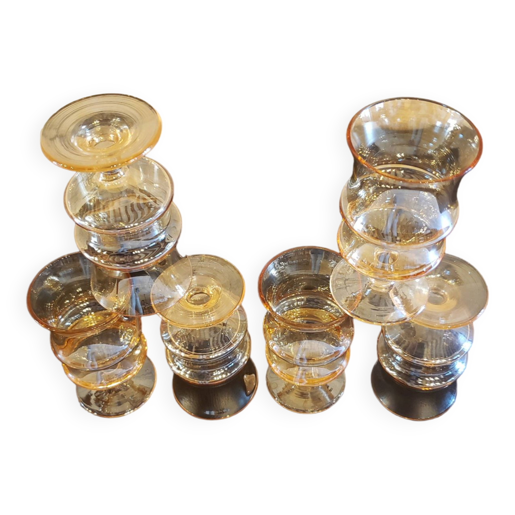 Memento Lot De 6 Verres Poudrés Jaune Transparent – Verre Artisanat 300 Ml, Fait Main, Design Unique