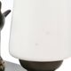 Art Deco lamp with swallow sculpture, marble base, opaque white globe.