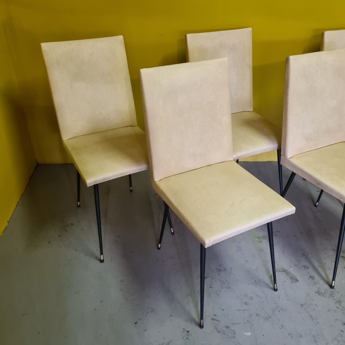 Set Of 6 Vintage French Dining Chairs, from the 1950s.