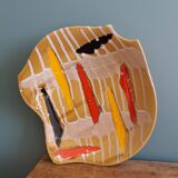 Fruit bowl, ceramic dish Vercor Vallauris style 60s 70s