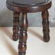 Vintage solid turned wood tripod stool