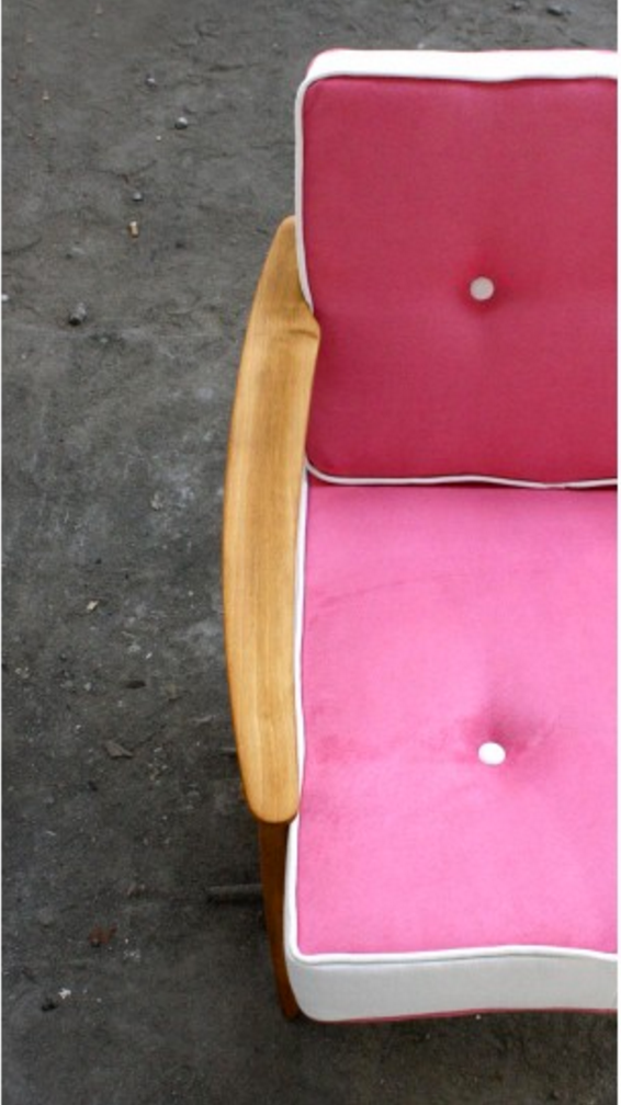 Fauteuil scandinave vintage rose