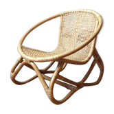 Fauteuil osier et rotin enfant années 50
