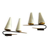 Pair of opaline & brass wall lamps
