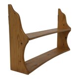 Vintage wooden wall shelve rack bookshelf in pinewood  minimalist design