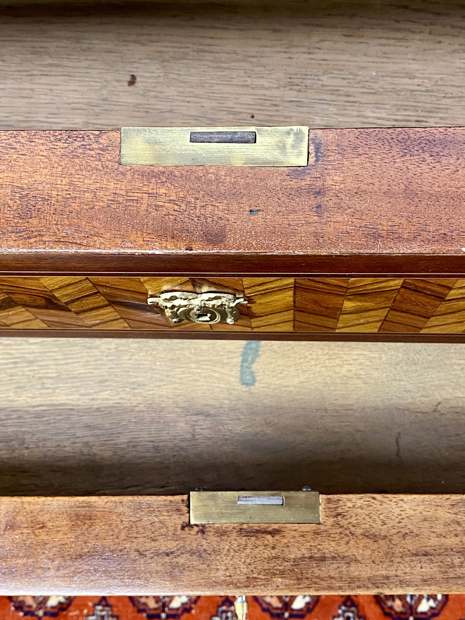 Chest of drawers Transition Style Louis XV marquetry and bronze