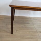 Vintage rectangular teak table with 130 cm dark legs and extension 1960 Sweden