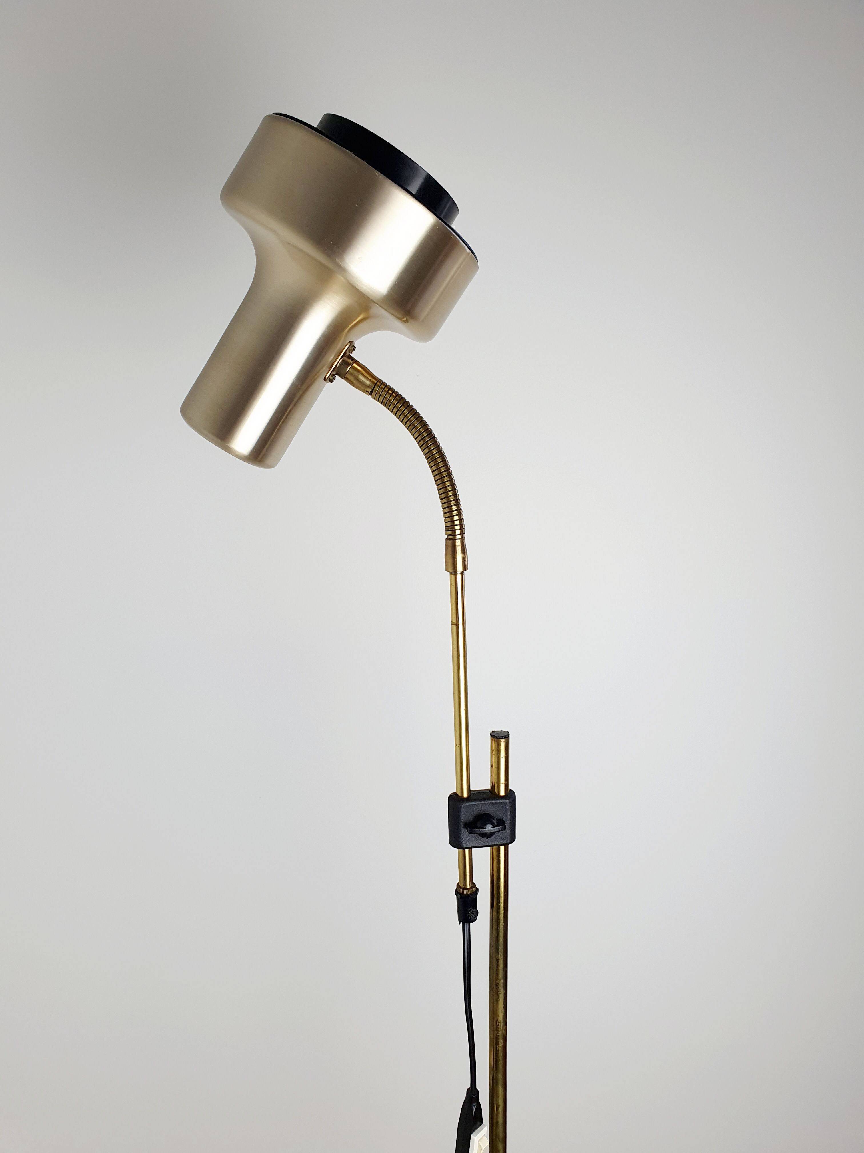Scandinavian floor lamp gilded and black, 1970