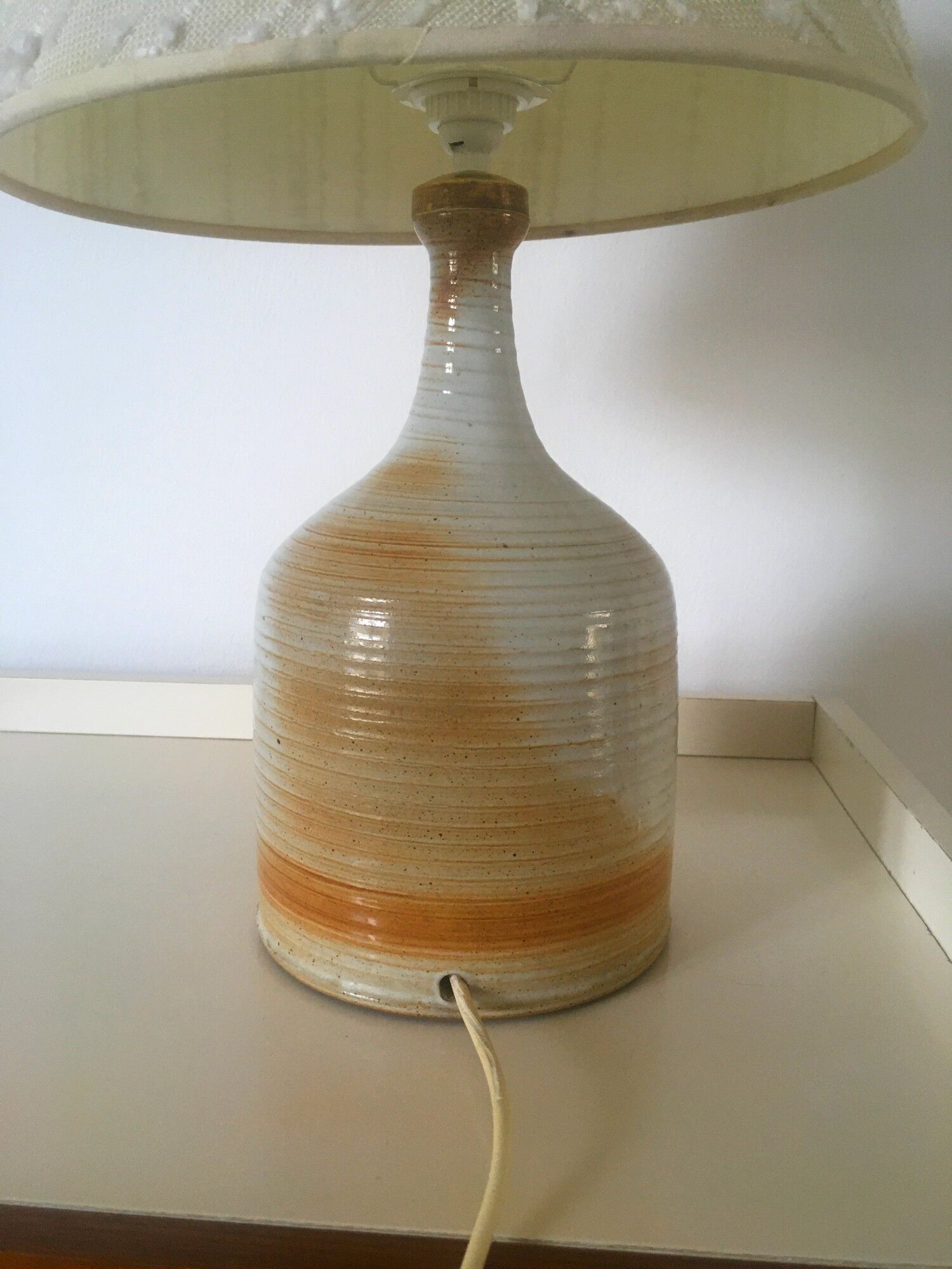 Lampe vintage en grès estampillée Grès du Marais années 70