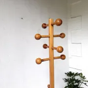 Modernist coat rack in solid pine, 1970s