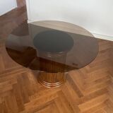 Table à manger vintage en verre fumé