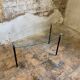 Pair of two 1950s glass and metal coffee tables, in the style of Edoardo Paoli