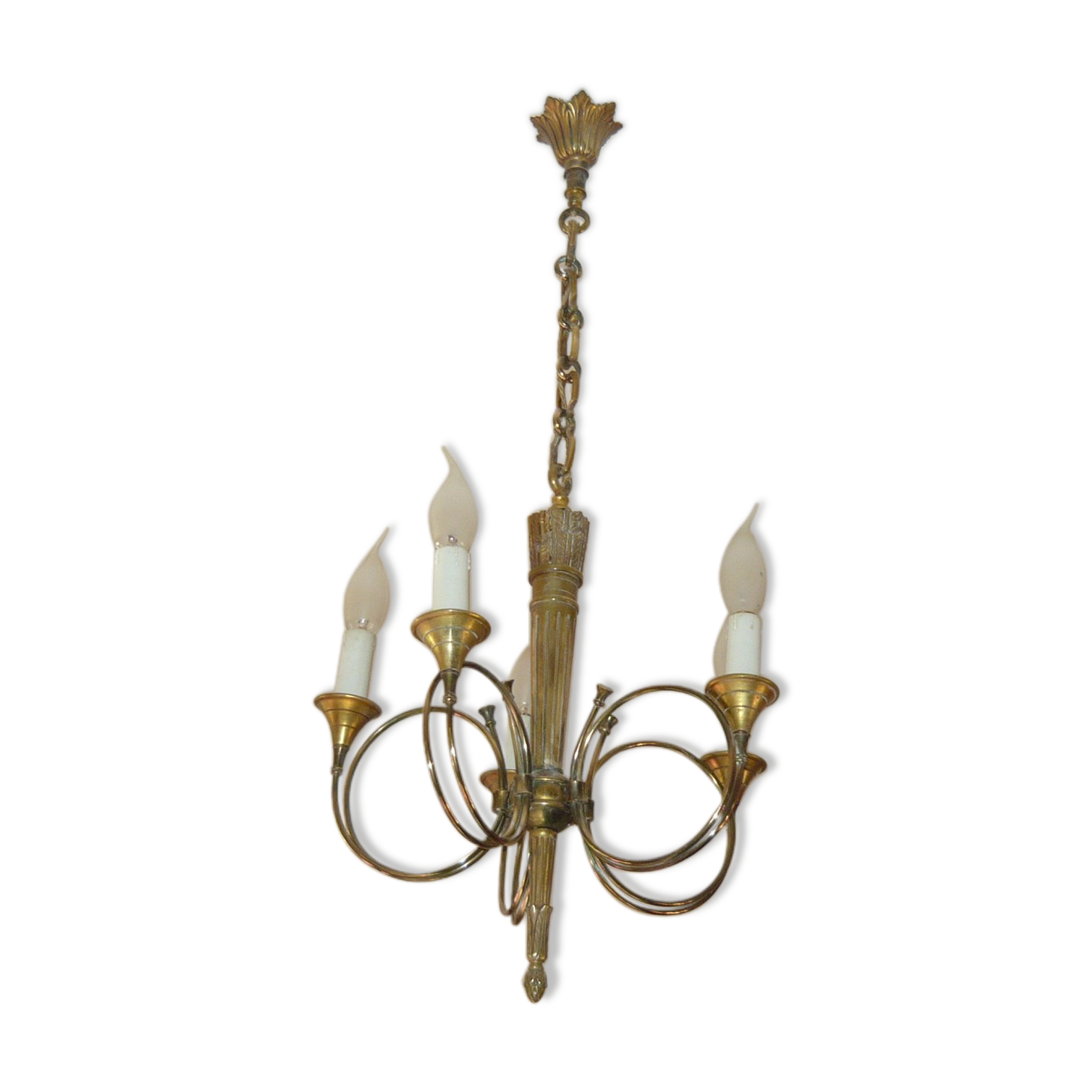 Chandelier with 5 fire hunting in bronze