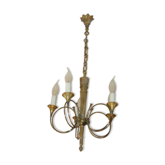 Chandelier with 5 fire hunting in bronze