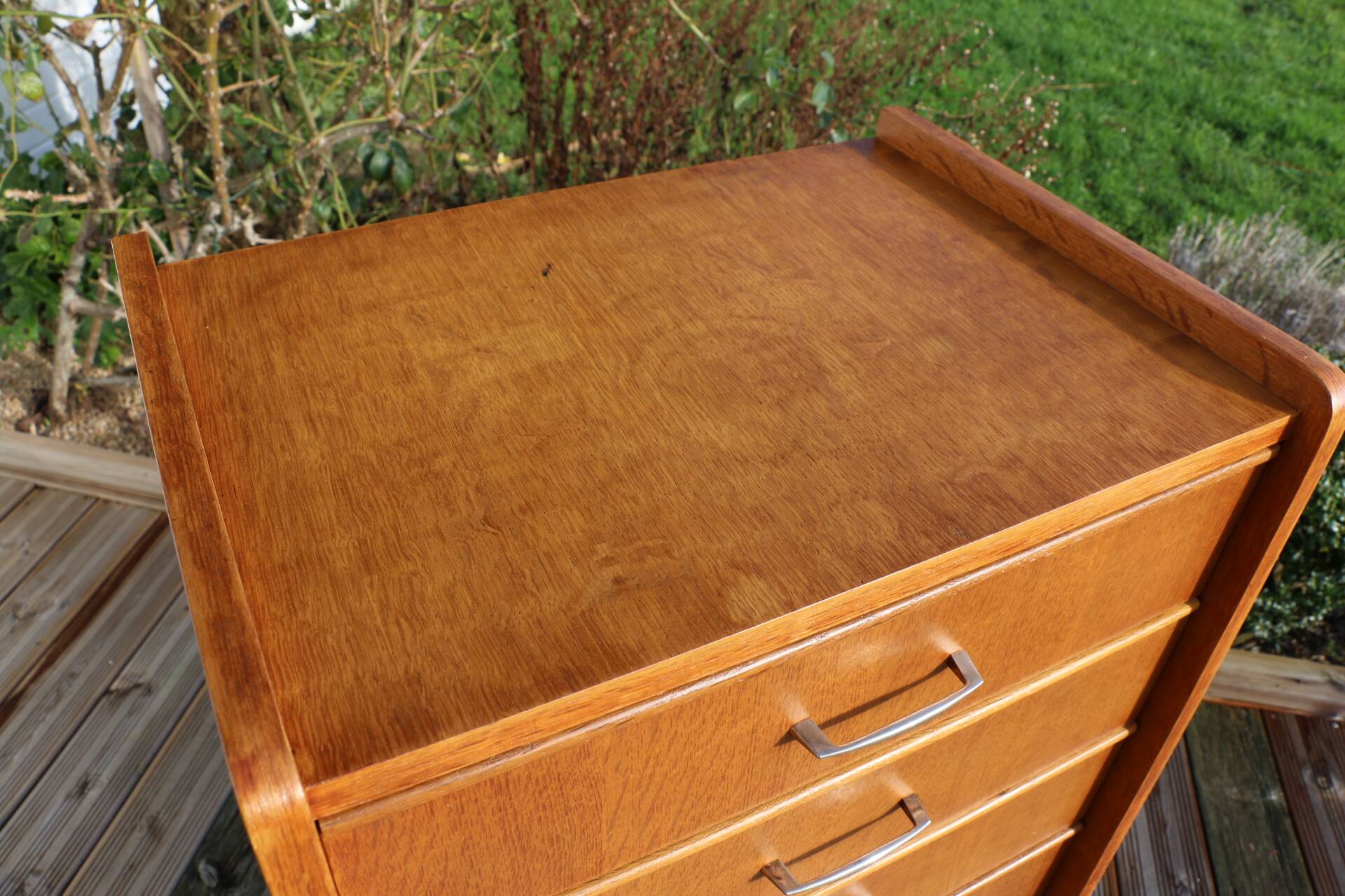 Chiffonnier 7 tiroirs chêne clair 1960