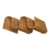 Mid Century Italian rattan, wicker wall magazine rack