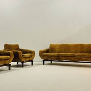 Living room set in amber velvet