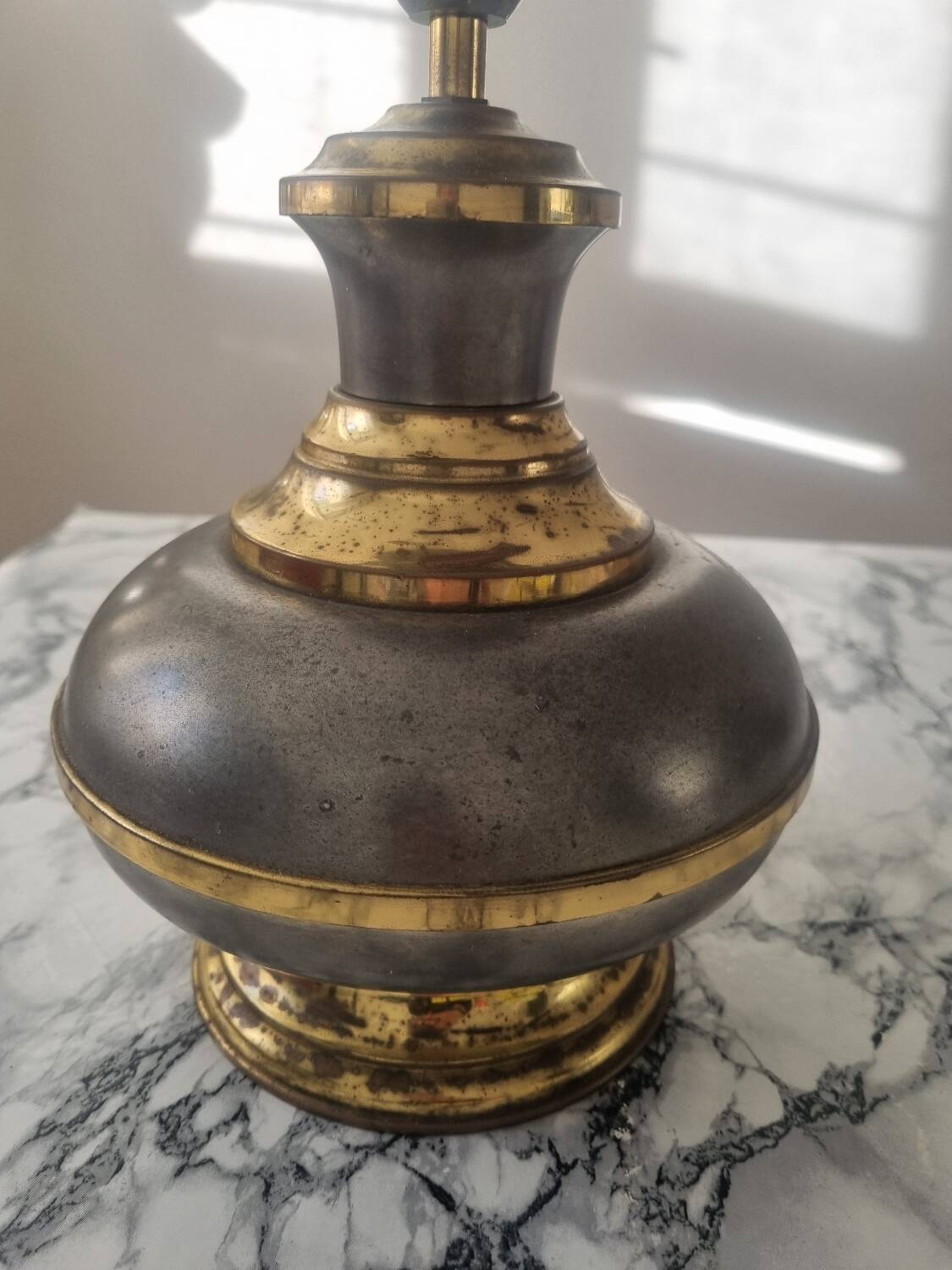 Vintage gold and grey metal lamp base