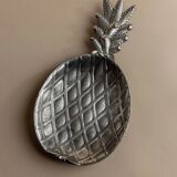 Silver-Plated Pineapple Bowl, 1960s Vintage Saladier in Metal, Tropical Centerpiece