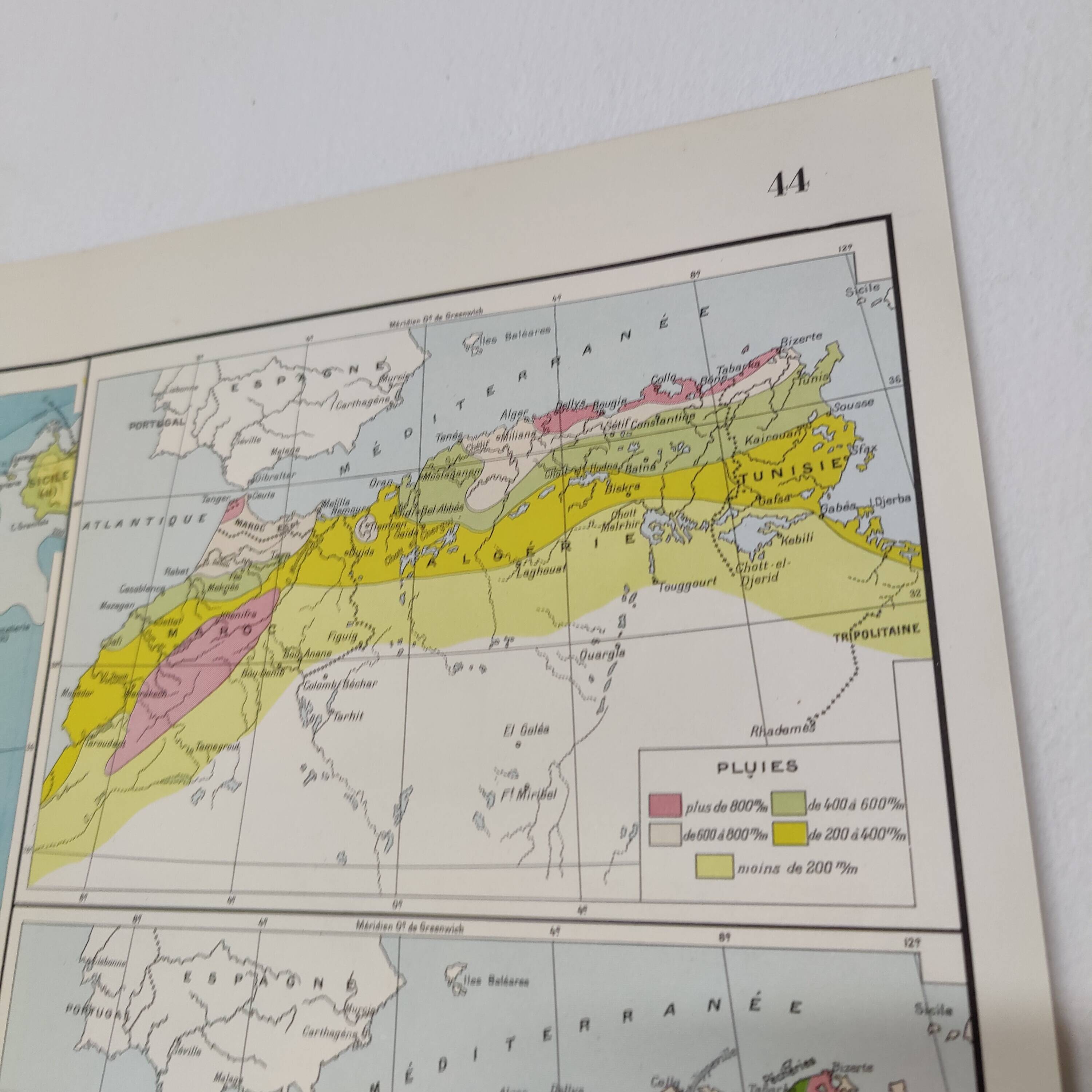 Carte Afrique du Nord 1950