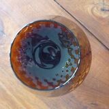 Vintage amber & clear glass footed vase
