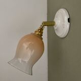 Vintage tulip wall lamp in pink and white glass