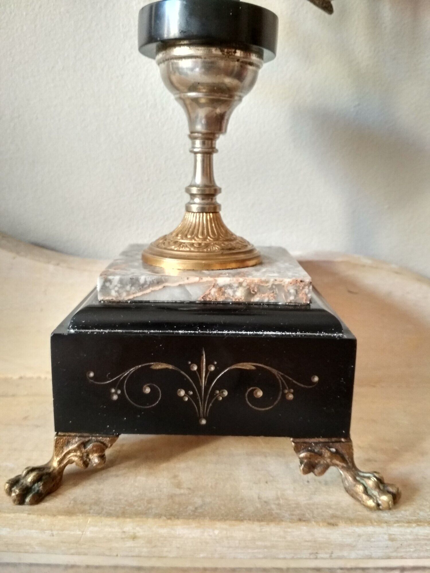 Old candelabra 4 burners in bronze brass and marble, French torches Napoleon III