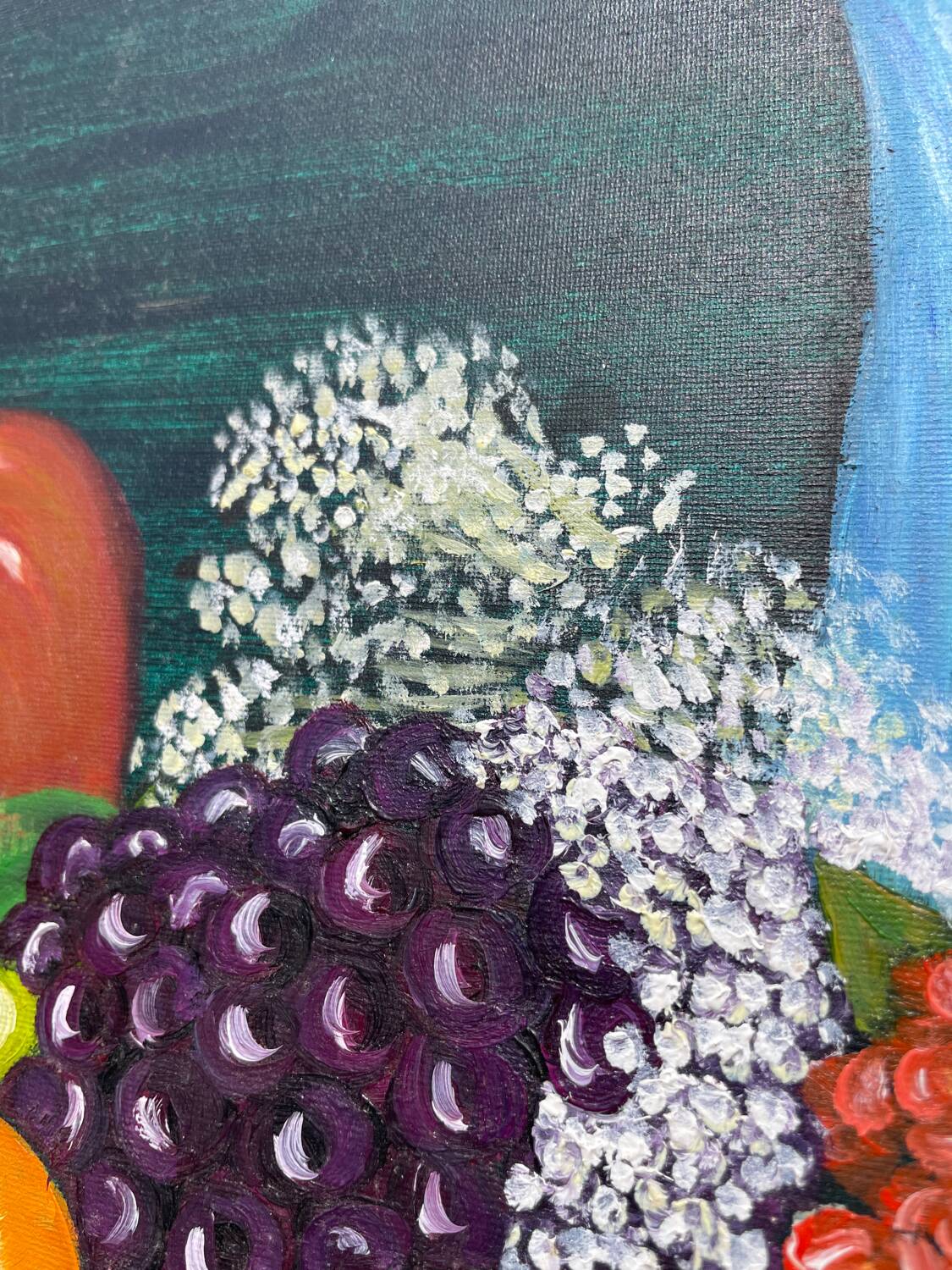 Still life with clogs and fruit / oil on canvas