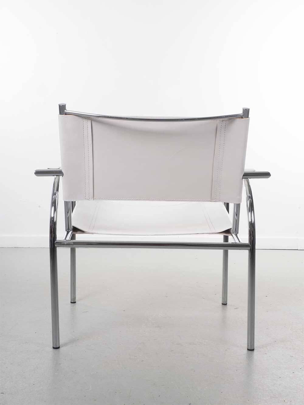 Fauteuil en cuir blanc – G. Vollenbrock – Hennie de Jong