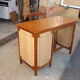 Desk and chair in mahogany and straw seat, made in Mexico in 1959