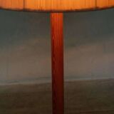 Vintage Swedish wooden floor lamp with pleated shade from the 1960s.