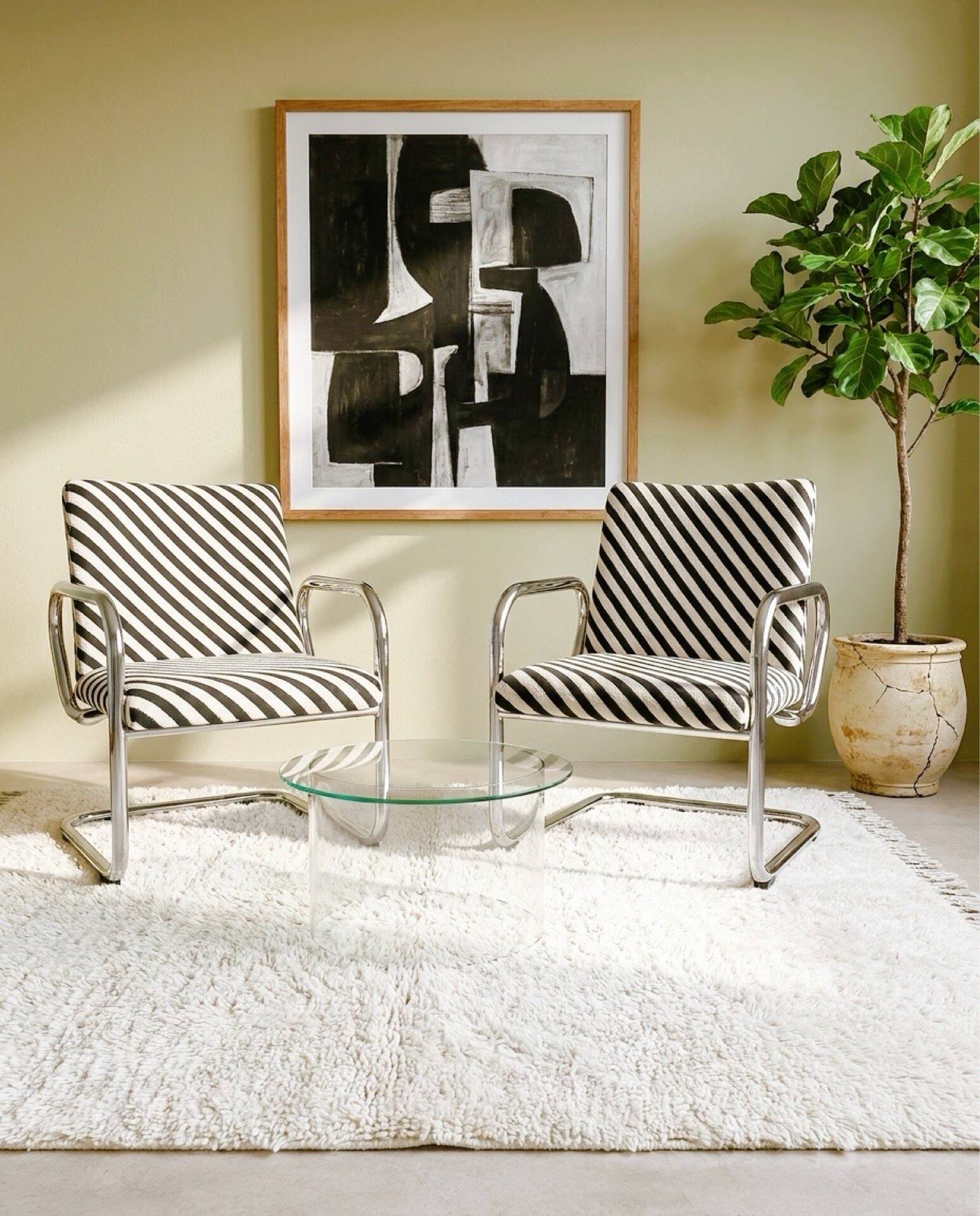 Restored vintage tubular chrome armchairs