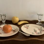 Plateau de service ancien en bois et laiton 61 x 38 cm