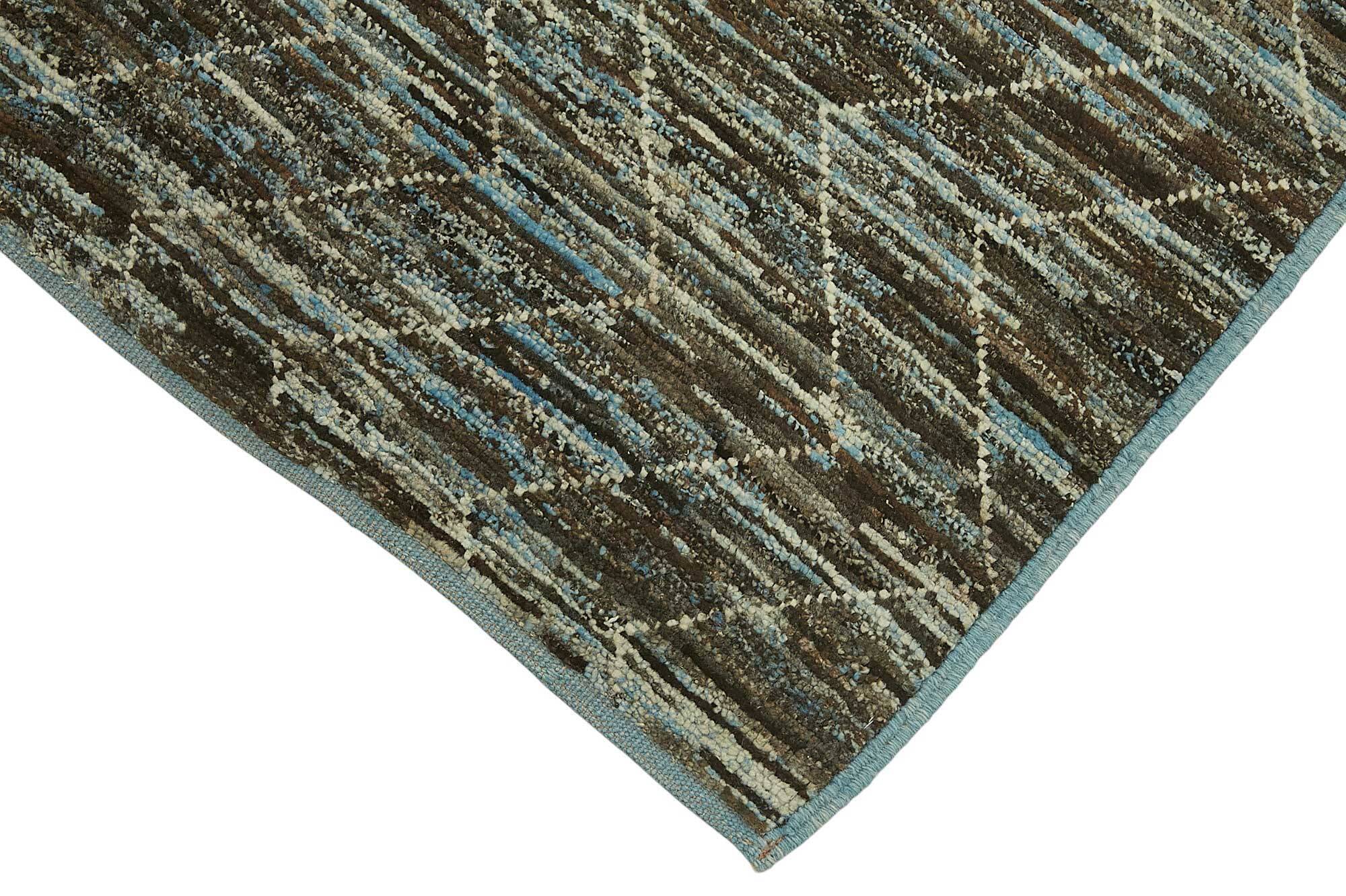 Handwoven Tribal One of a Kind 86 cm x 335 cm Blue Wool Runner Carpet