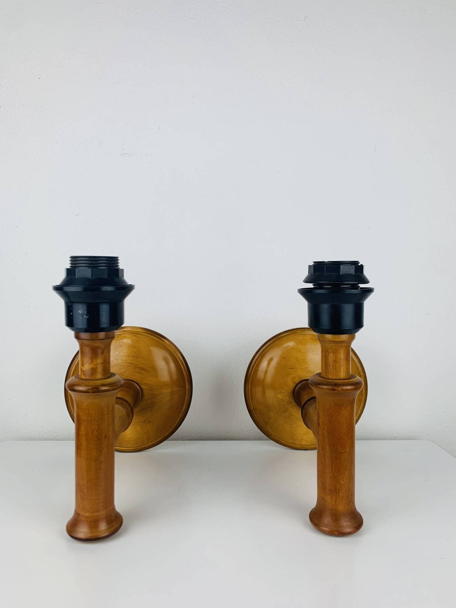 Pair of Aneta Scandinavian wooden wall lights, 1960s