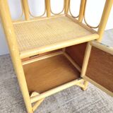 Small vintage rattan shelf bedside table