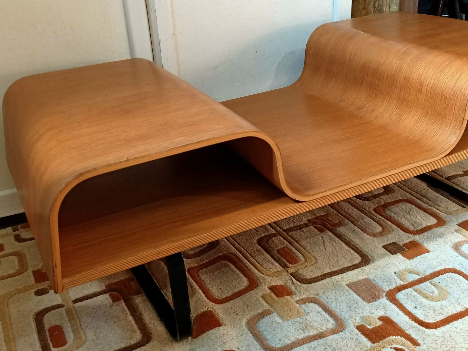 Curved wooden coffee table