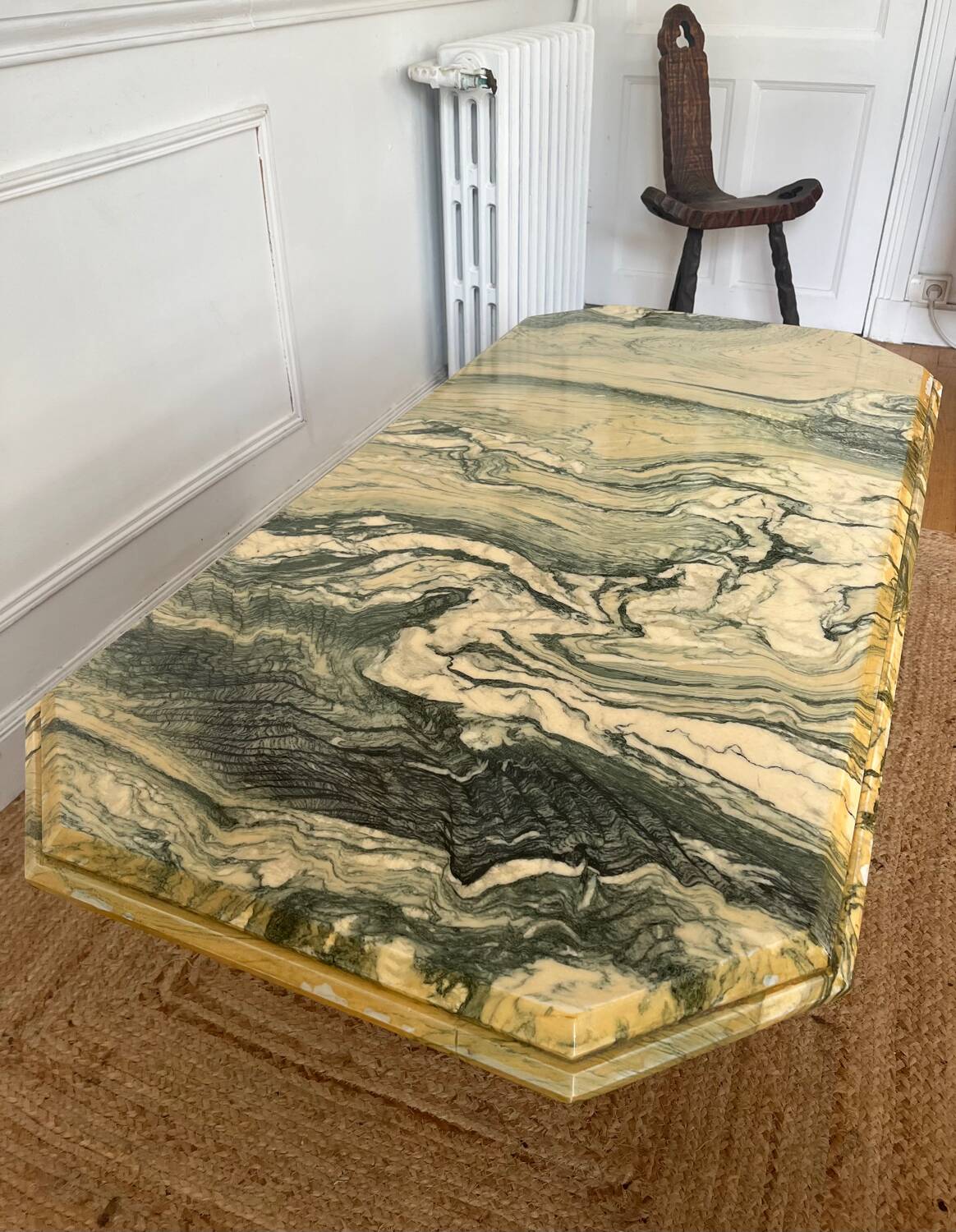 Table basse en marbre vert vintage