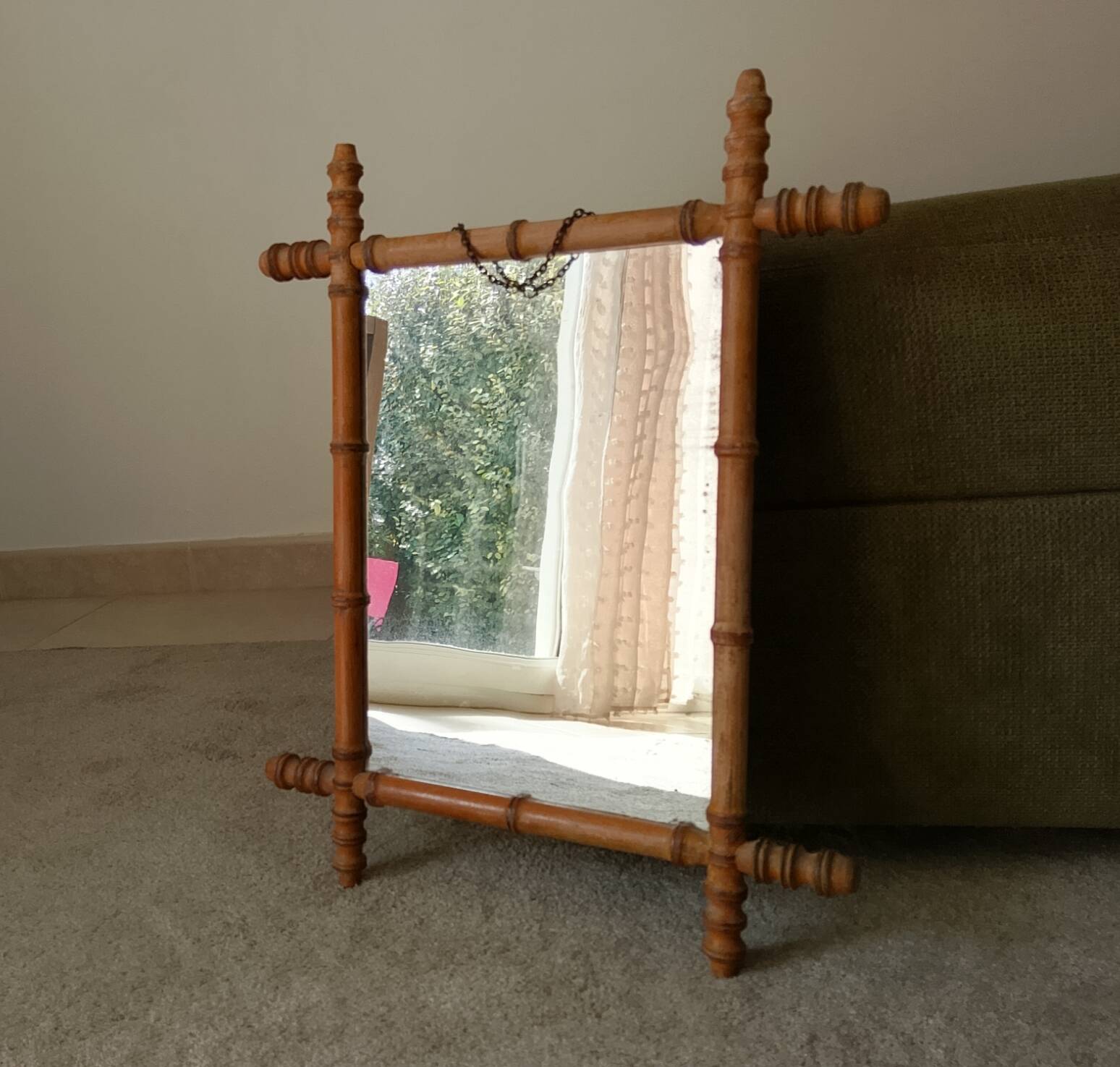 Antique French mirror from the Belle Époque in faux bamboo, 1890/1900.