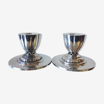 Pair of ART DECO  Silver plated Candleholders