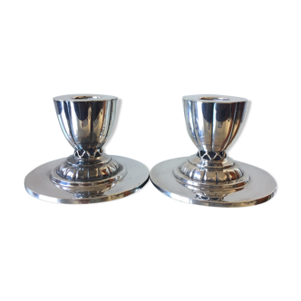 Pair of ART DECO  Silver plated Candleholders