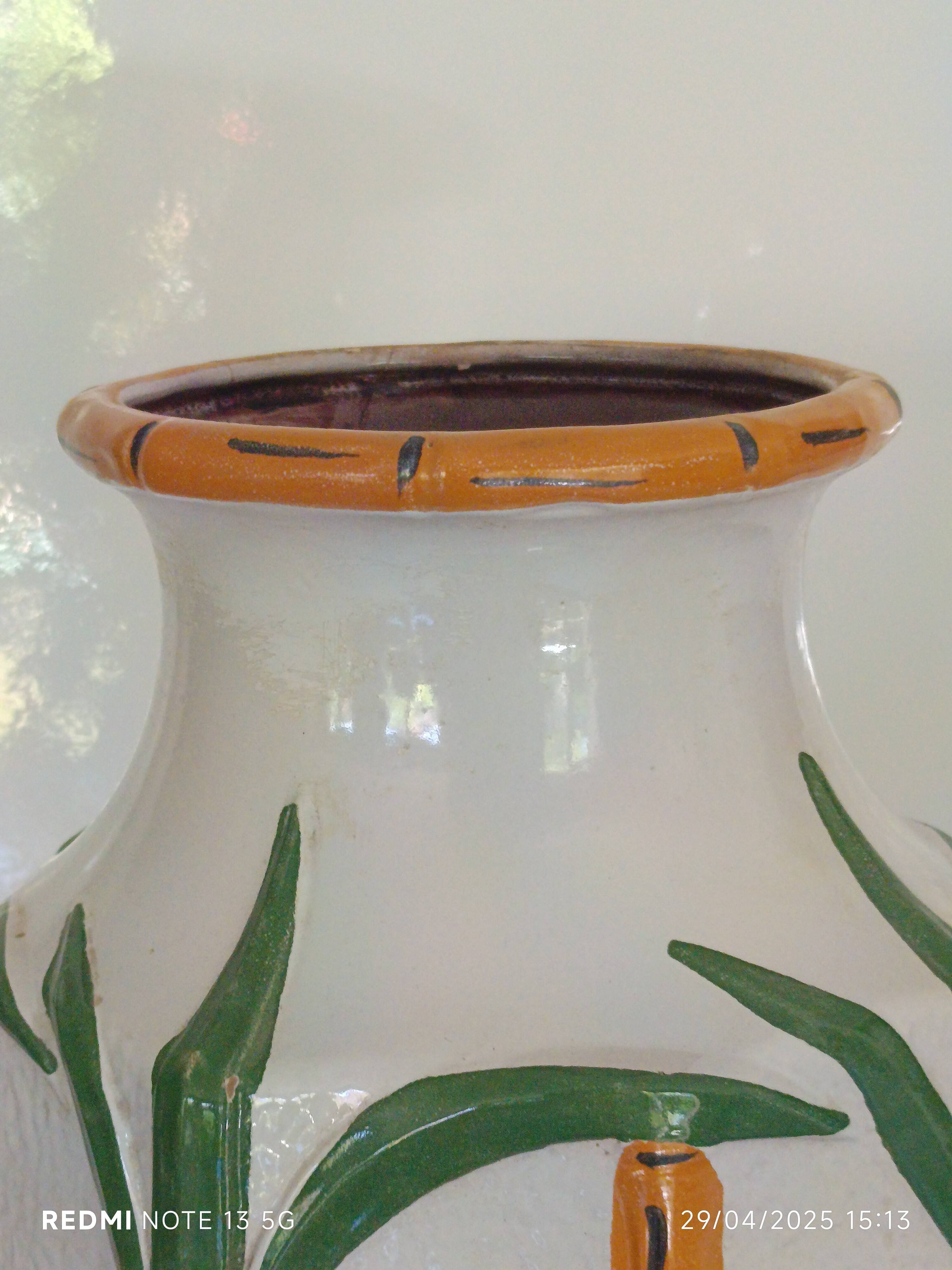 large bamboo vase signed Cartens Germany 1960