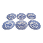 Set of 6 English plates with "Flowers" pattern.