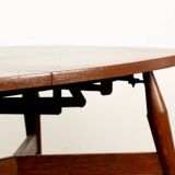 Danish high and low table in teak and brown lacquered wood, Smørrebrø model