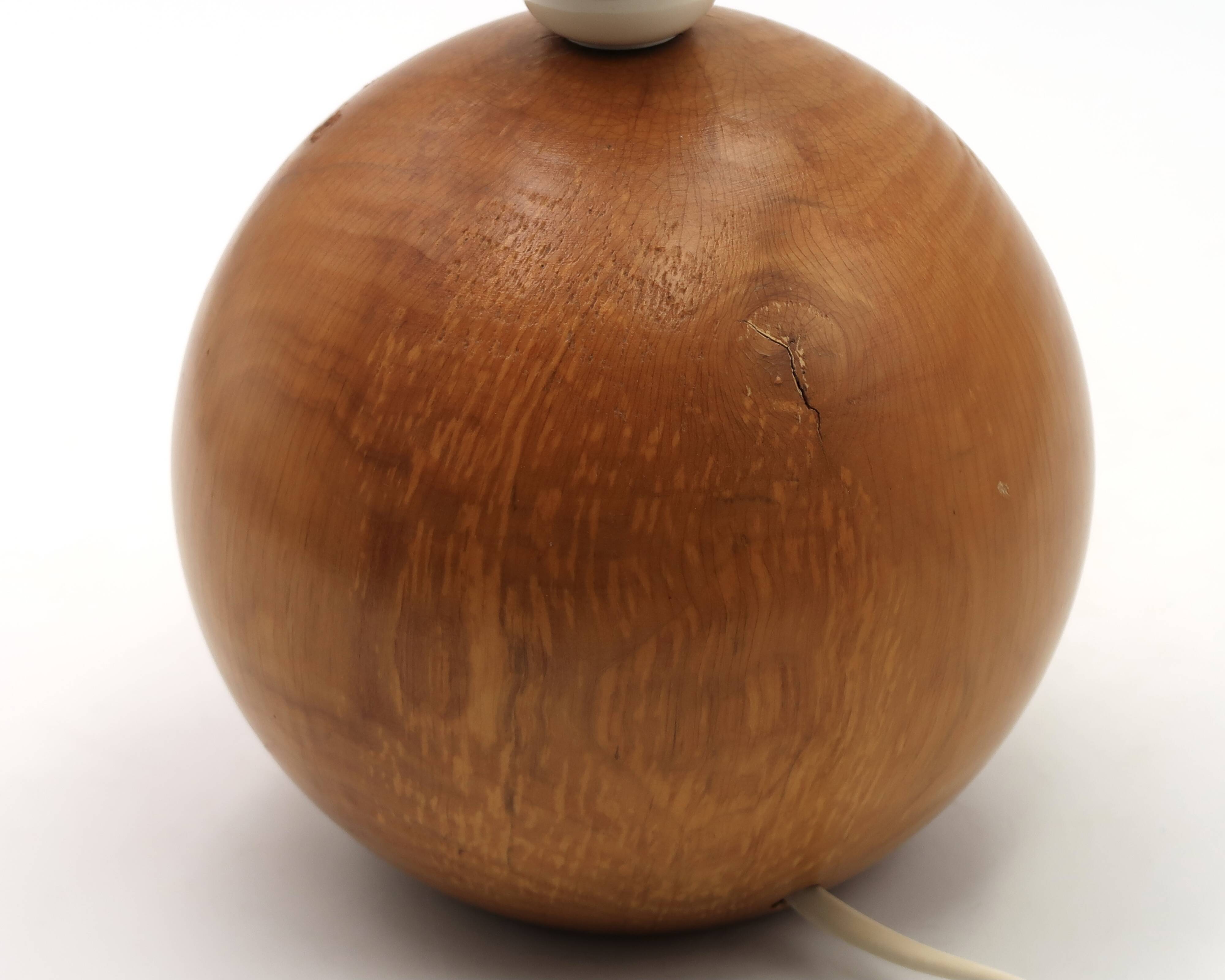 Blonde wooden ball lamp, 1970s