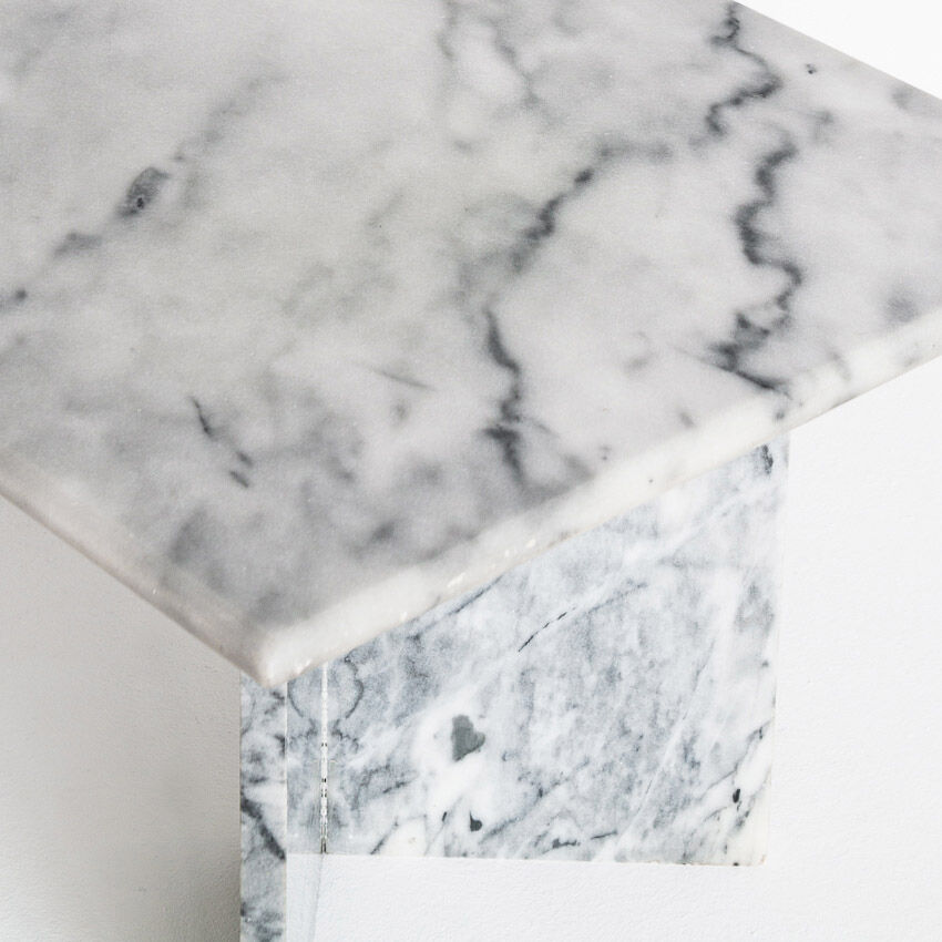 Vintage white marble coffee table - France, 1970s