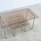 1980s 2-tier chrome coffee table